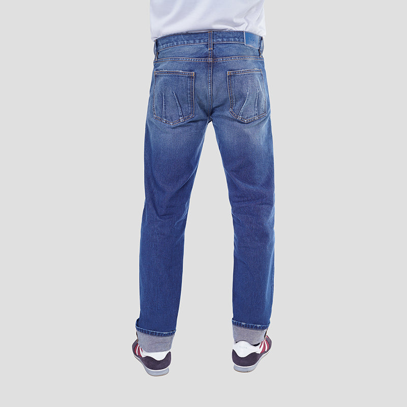 ETRN - ETRN Cape Verde Straight Jeans - Washed Cotton Jeans - Back View - Blue