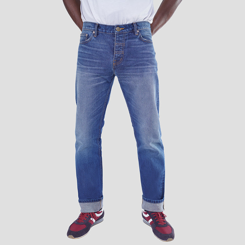 ETRN - ETRN Cape Verde Straight Jeans - Washed Cotton Jeans - Front View - Blue