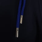ETRN - Blue braided cord with silver metal tips - Close up view