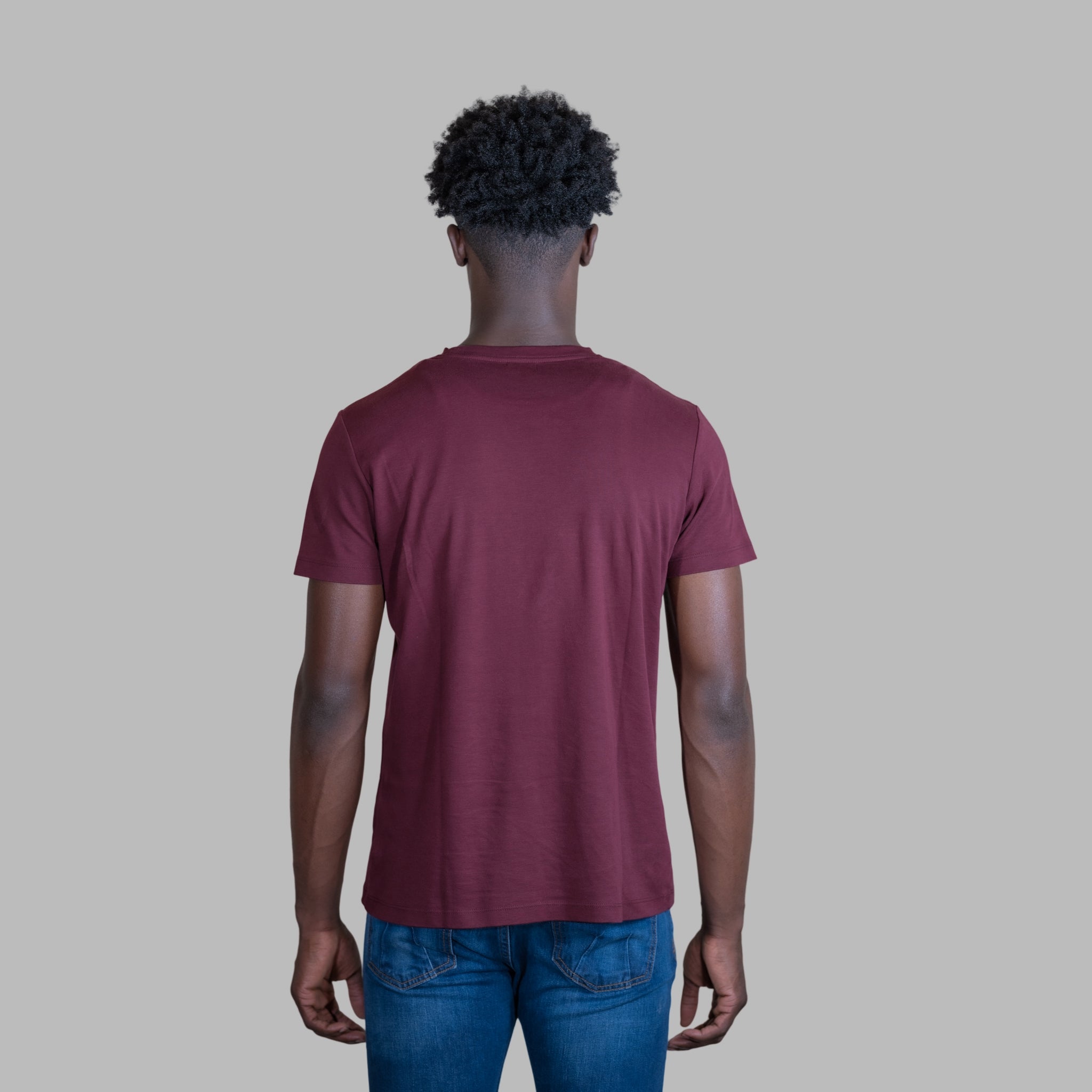 ETRN - Color Block Jersey Tee - Pima Cotton - Back View - Maroon