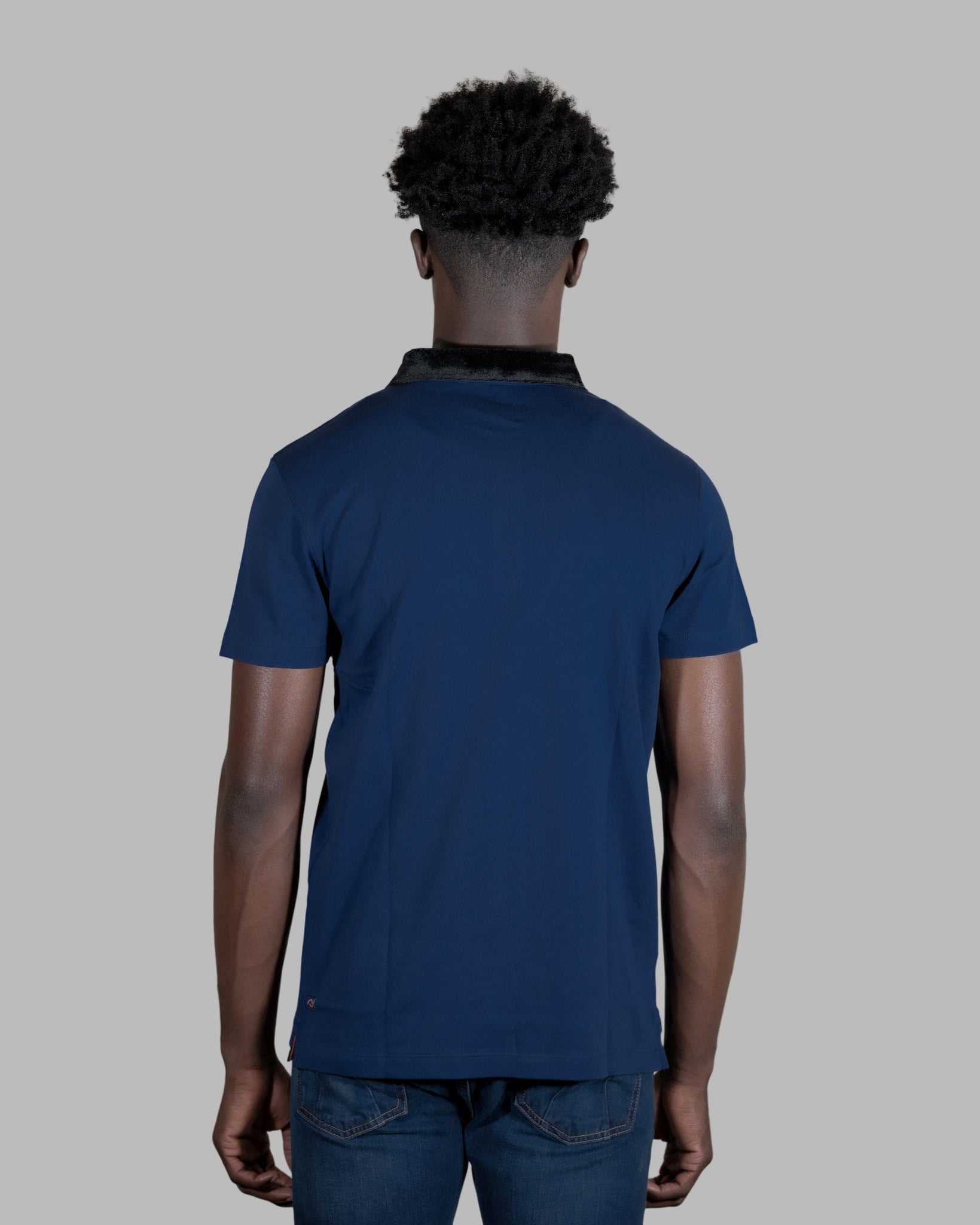 ETRN - Horse Stinger Polo Shirt - Pima Cotton - Back View - Blue