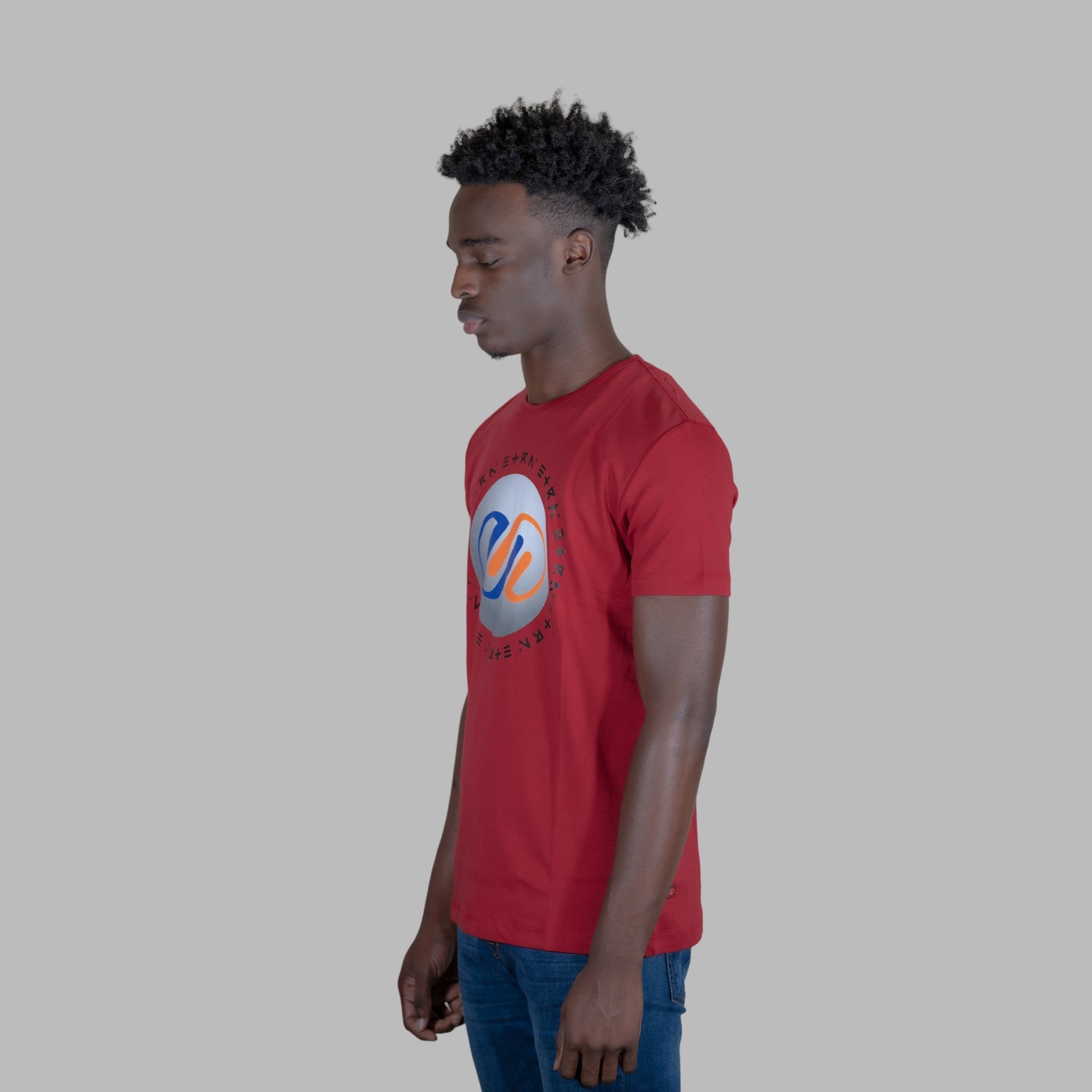 ETRN - Celestial Logo Tee - Pima Cotton - Side View - Red