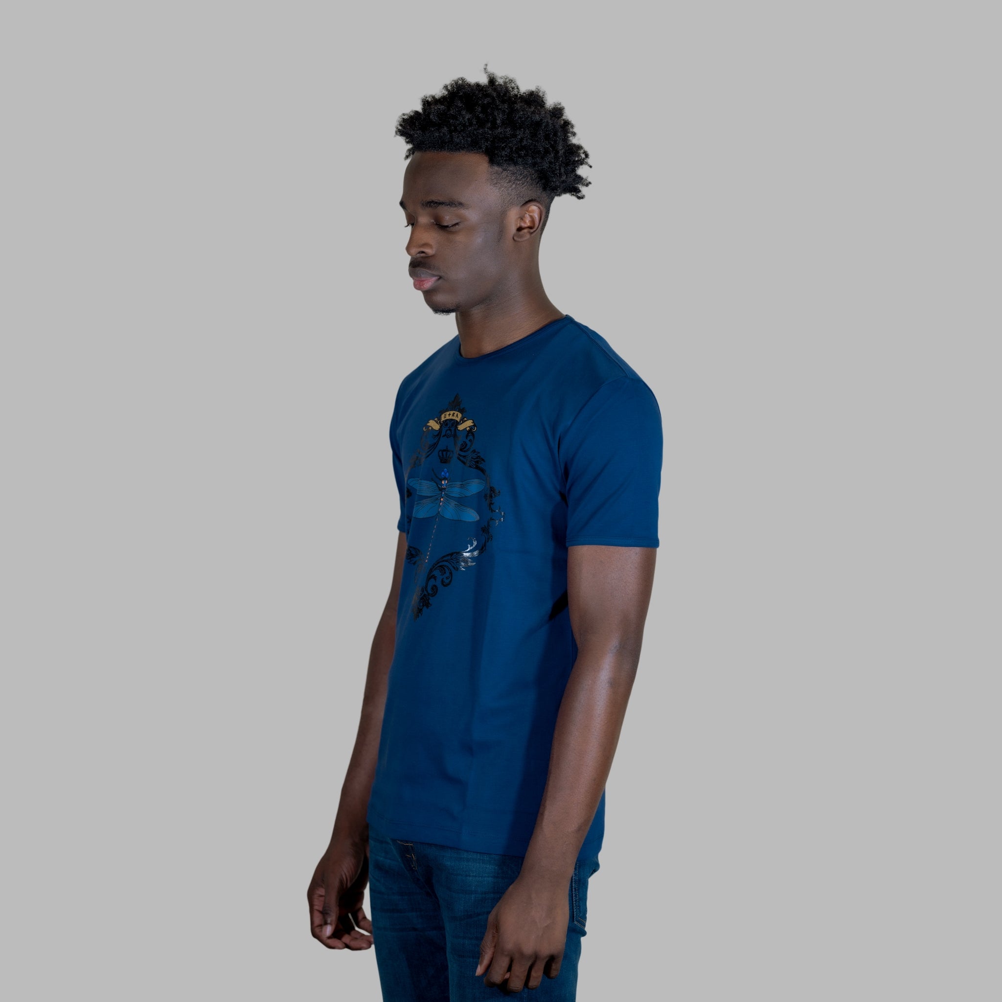 ETRN - Horse Stinger Tee - Pima Cotton - Side - Blue