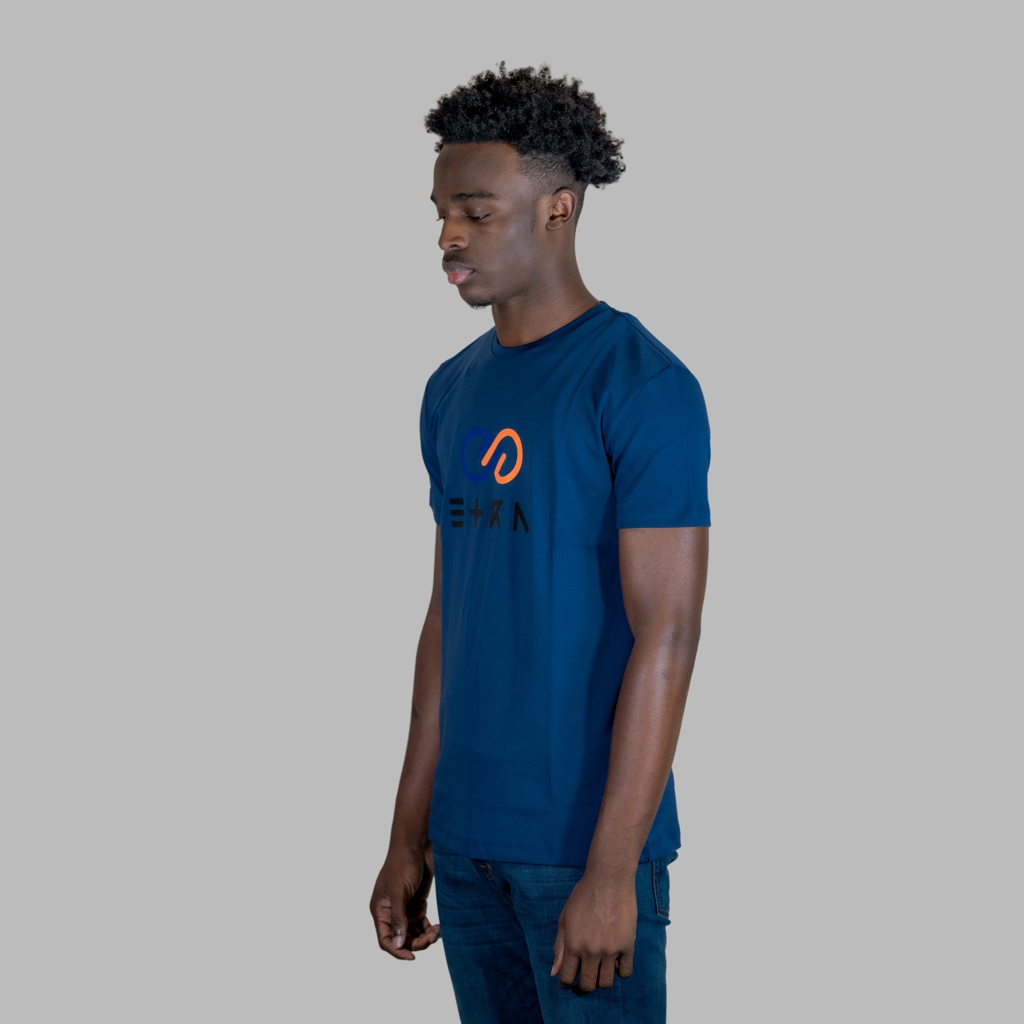 ETRN - 3D ETRN Logo Tee - Authentic Pima Cotton - Side View - Blue