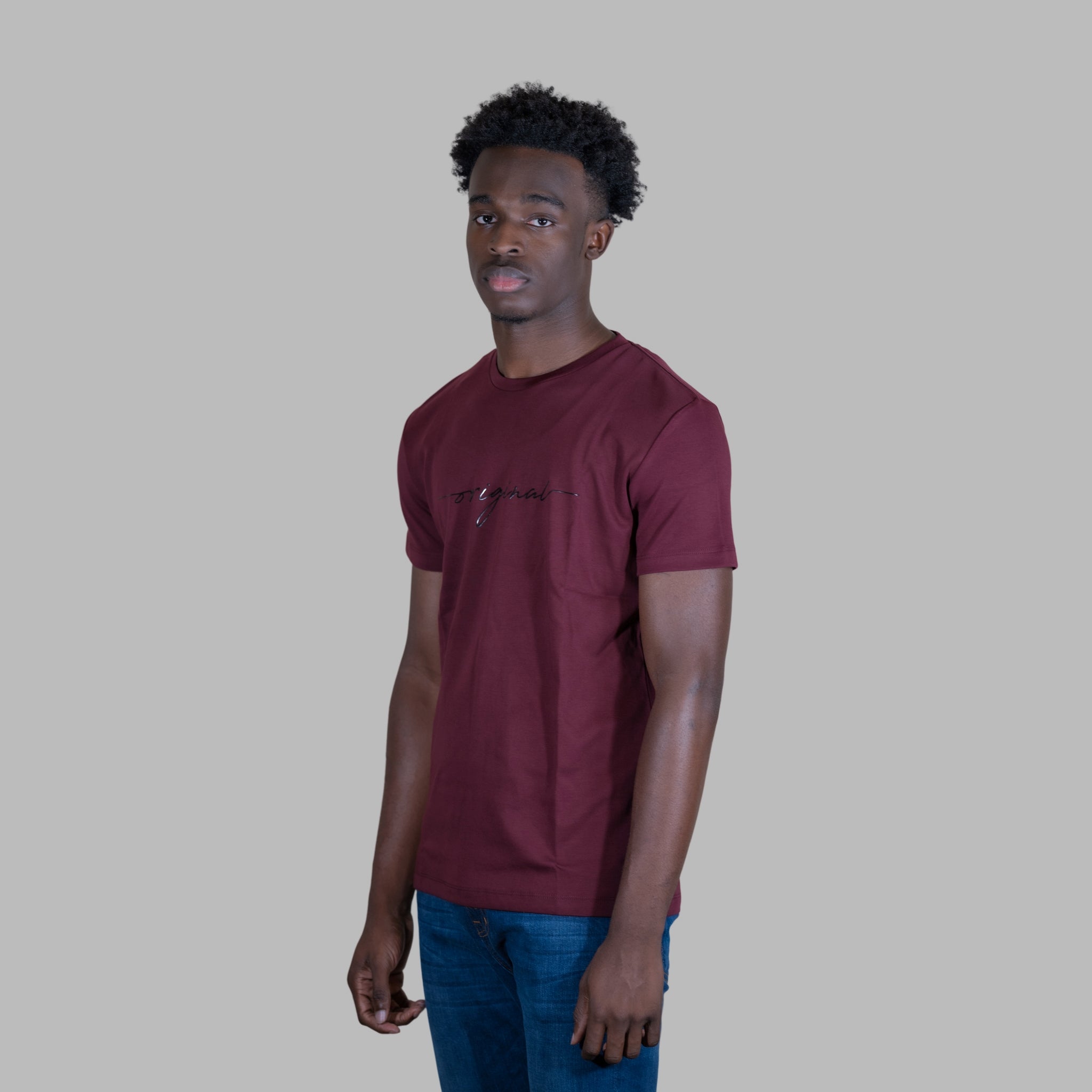 ETRN - 3D Original Tee - Pima Cotton - Side View - Maroon