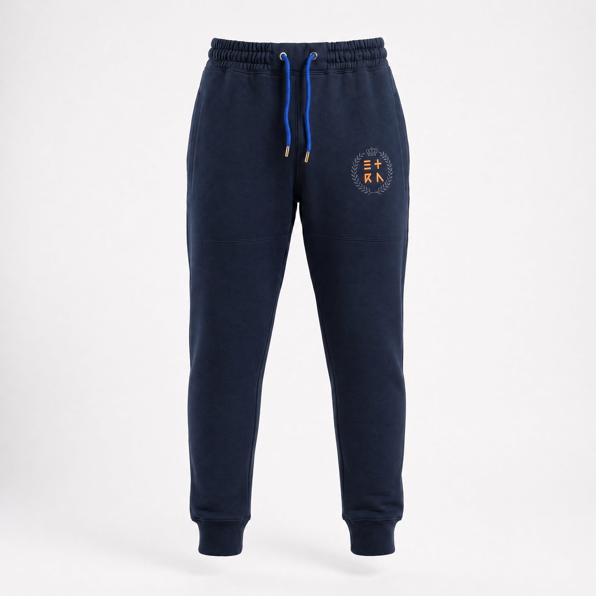 ETRN - ETRN Crest Print Jogger - Pima Cotton – Front View - Indigo Blue