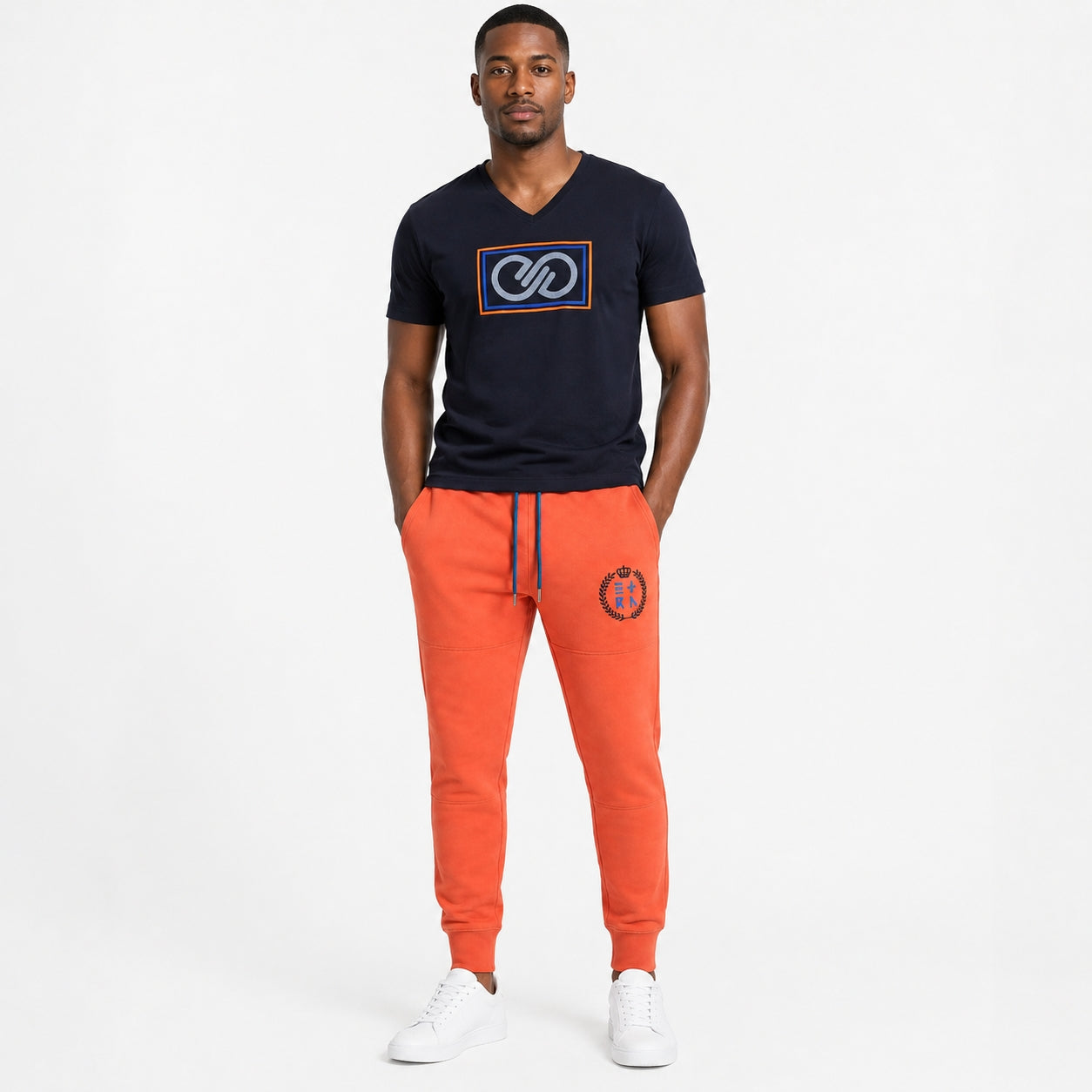 ETRN - ETRN Crest Print Jogger - Pima Cotton - Styled View – Orange