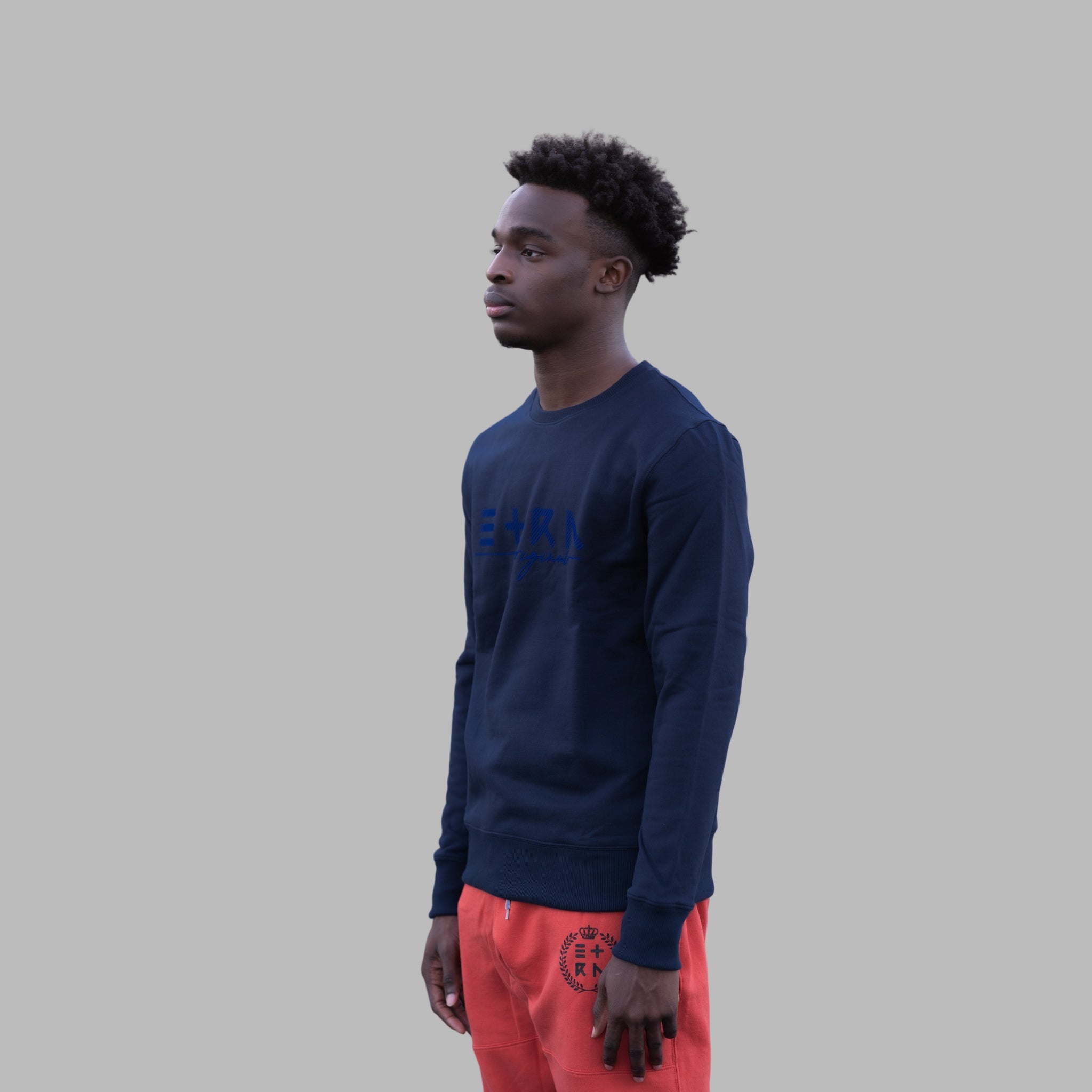 ETRN - Signature Logo Sweat Shirt - Pima Cotton - Side View - Blue