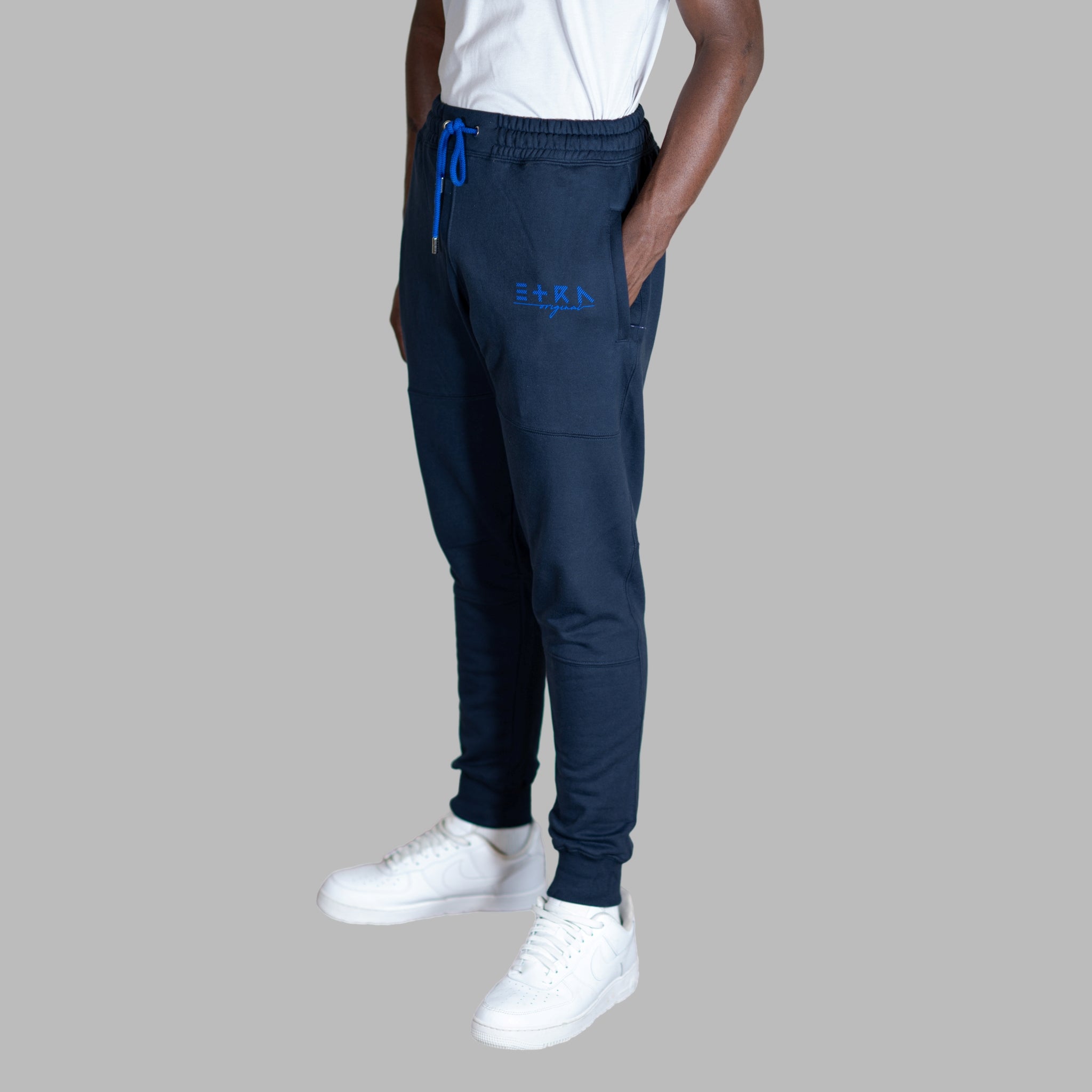 ETRN - Signature Logo Jogger - Pima Cotton - Angle View - Blue.