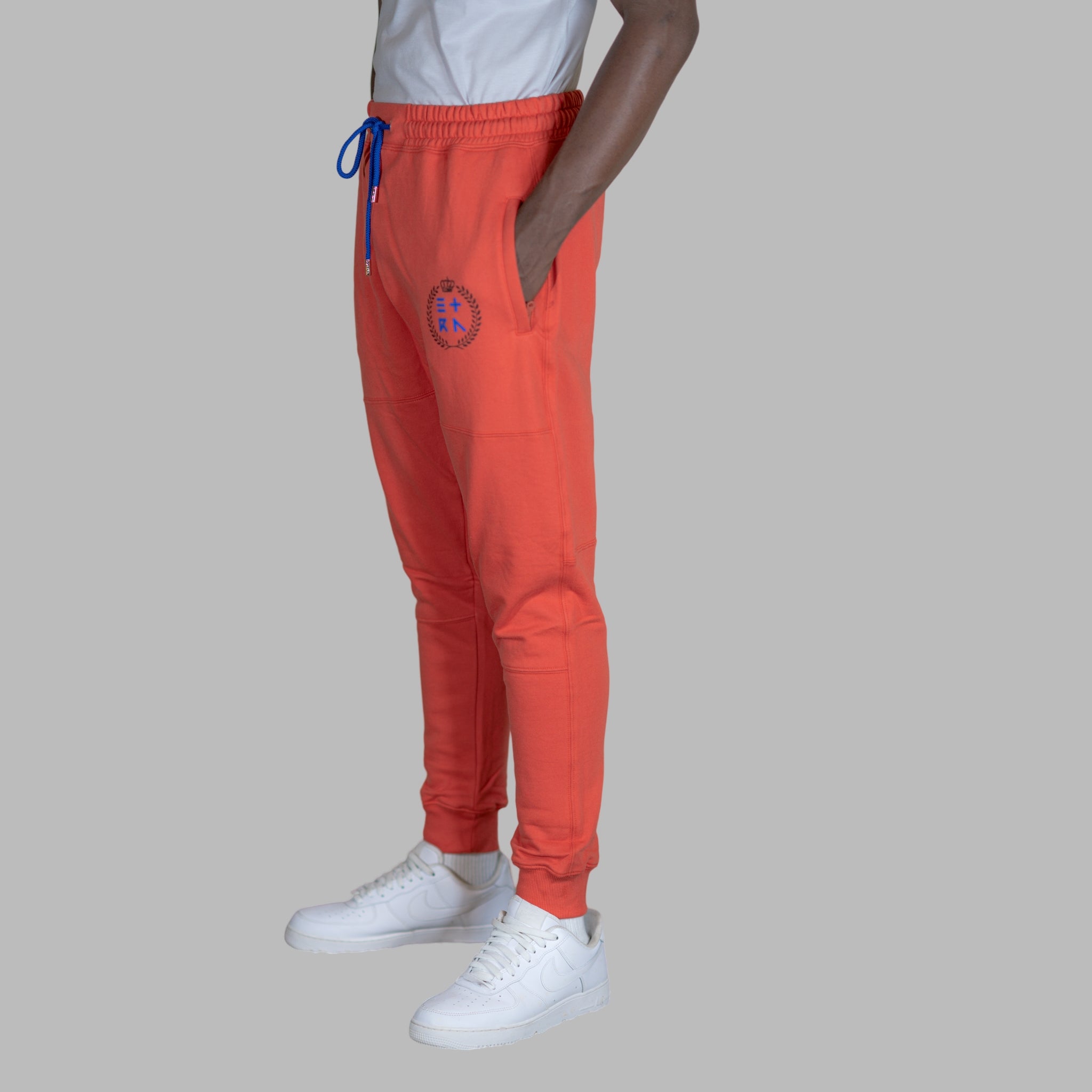 ETRN - ETRN Crest Print Jogger - Pima Cotton - Side View - Orange