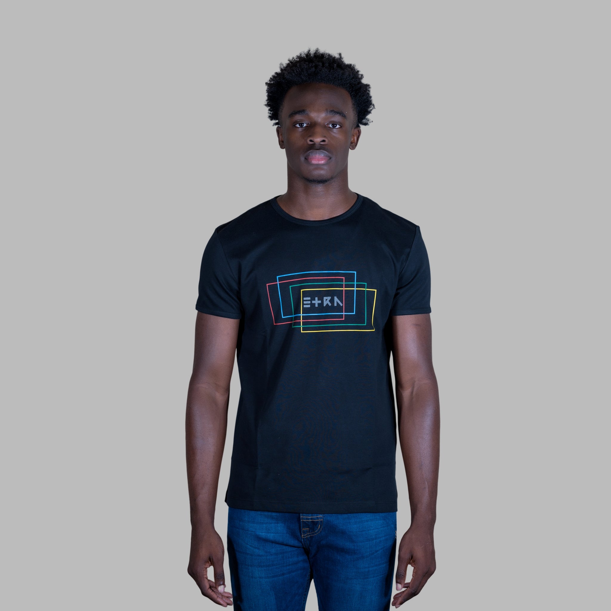 ETRN - Color Block Jersey Tee - Pima Cotton - Front View - Black