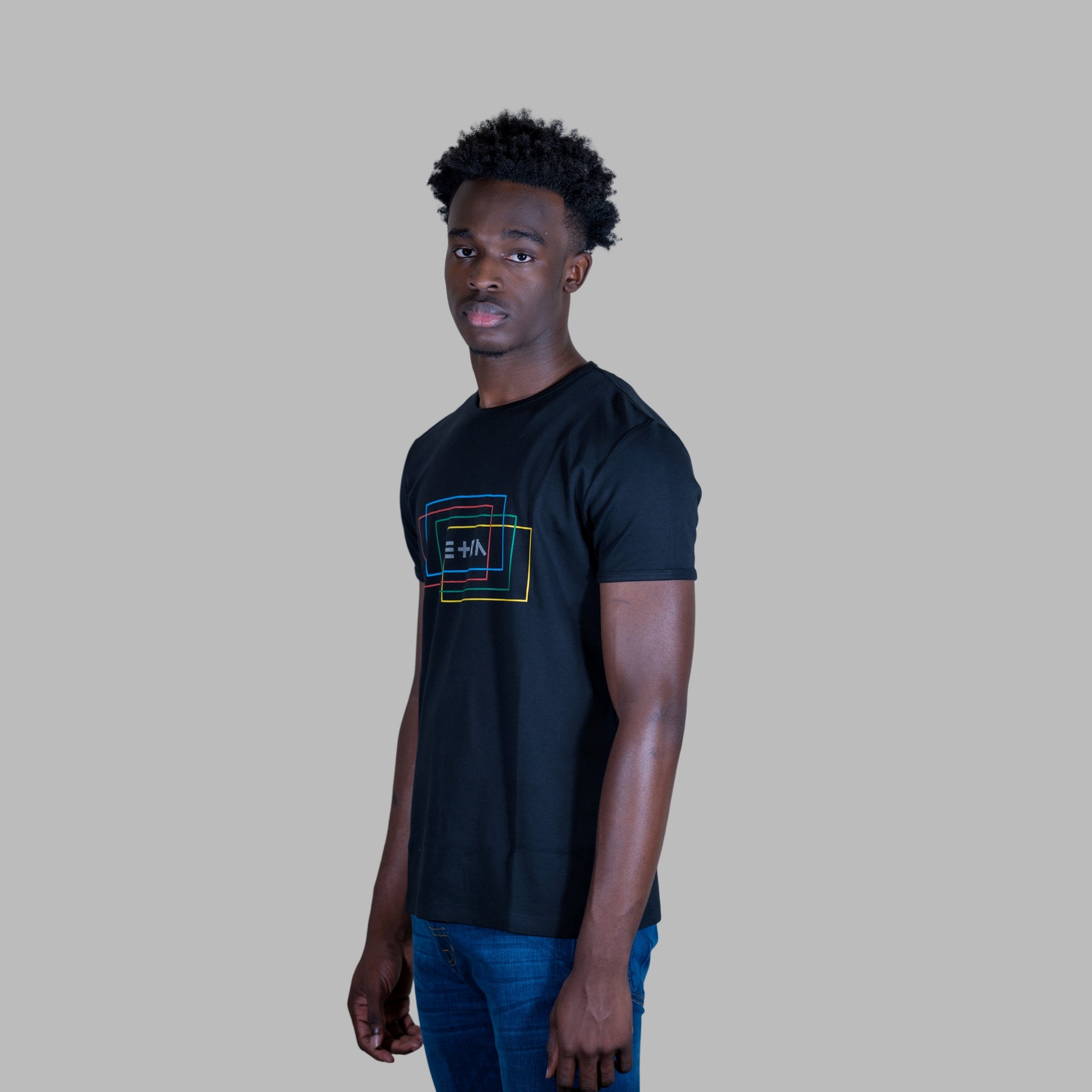 ETRN - Color Block Jersey Tee - Pima Cotton - Side View - Black