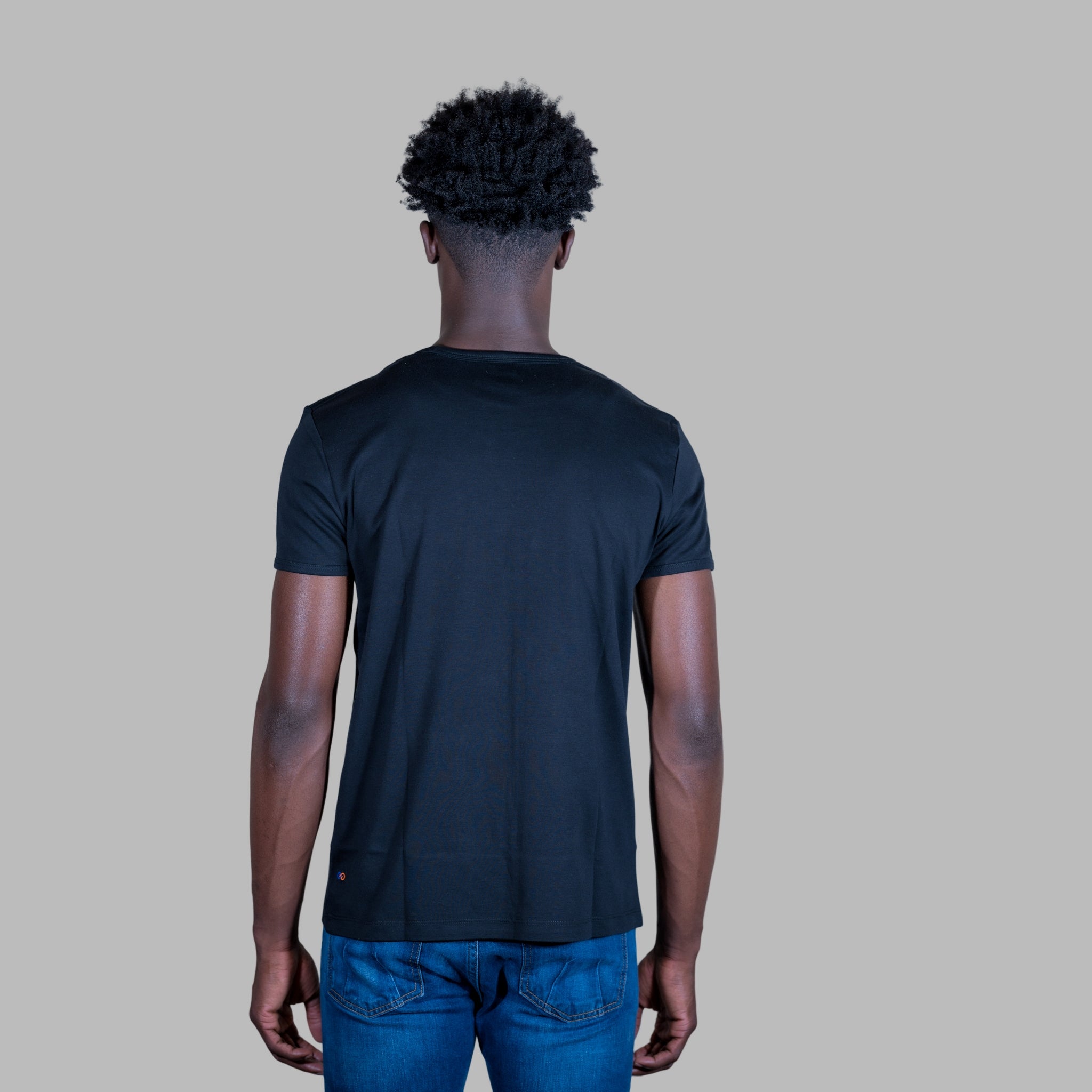 ETRN - Color Block Jersey Tee - Pima Cotton - Back View - Black