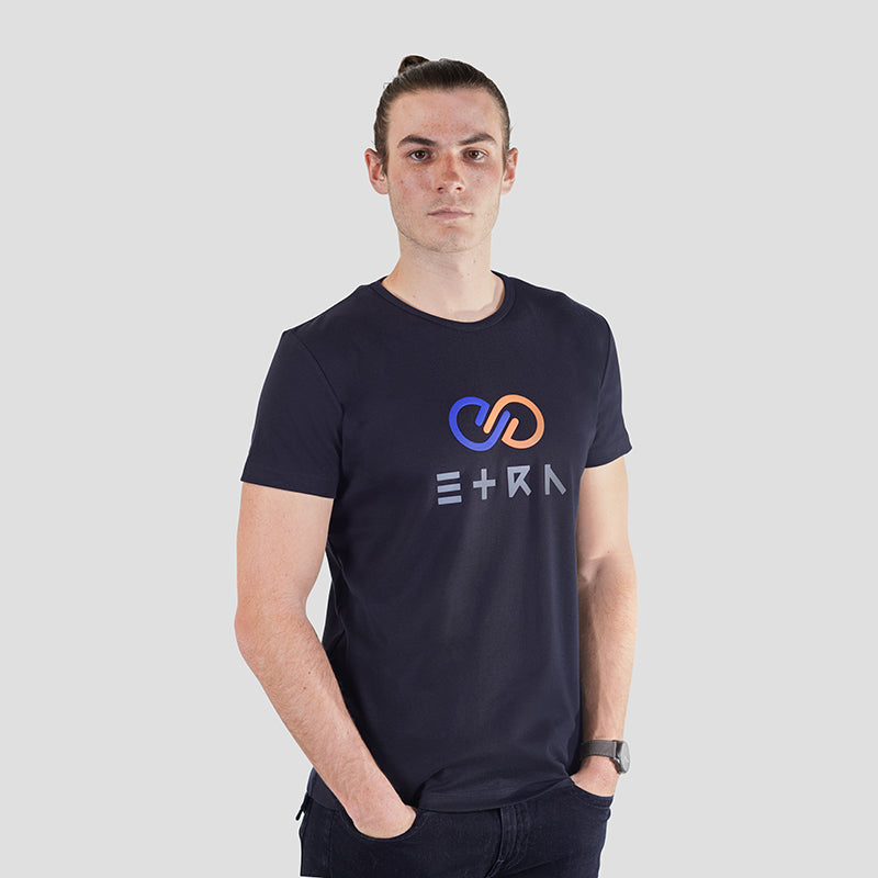 ETRN - 3D ETRN Logo Tee - Pima Cotton - Side Pose View - Black